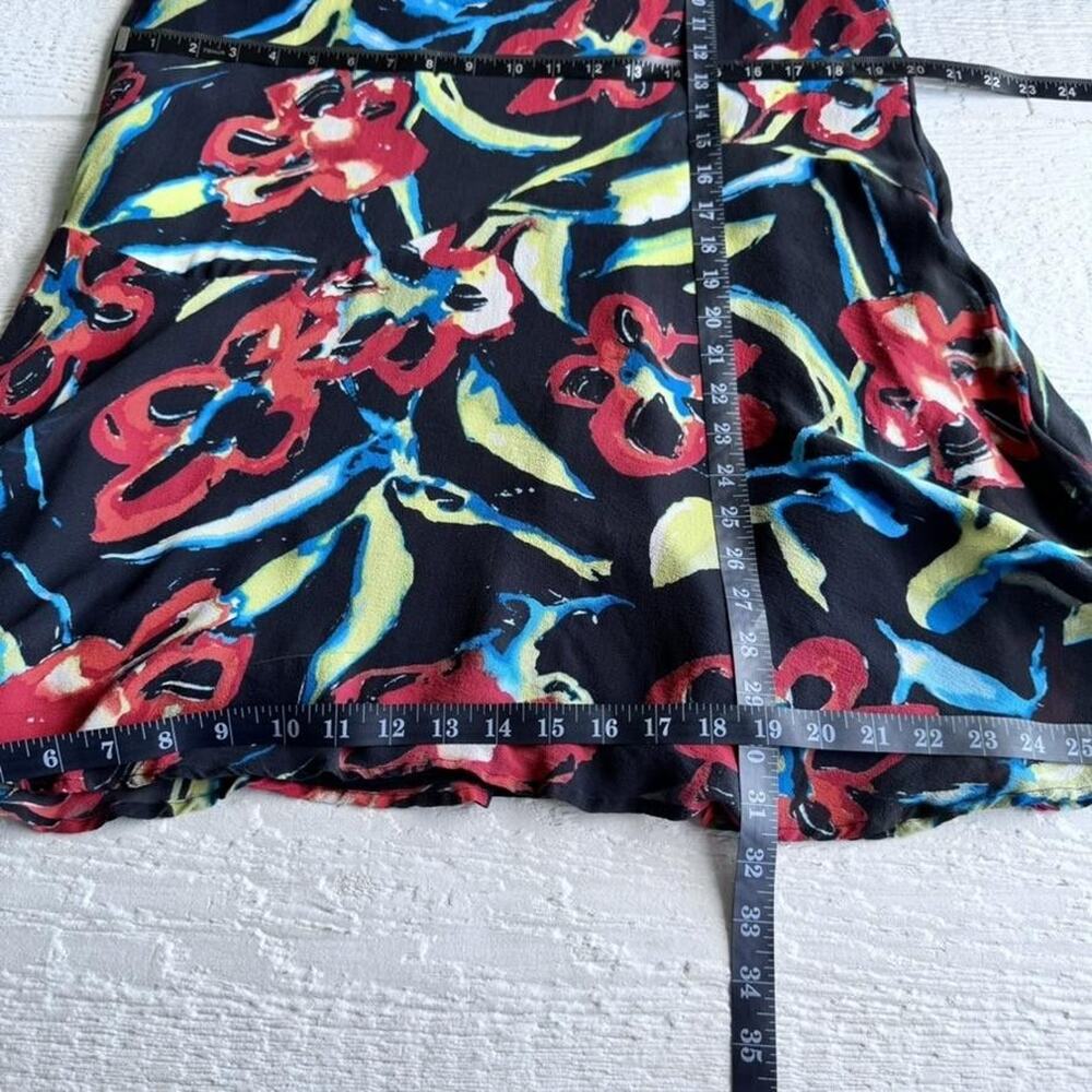 Chico's Silk Skirt Womens 2 Black Floral Lined Sheer Midi‎ Love Holidays Flaws - Picture 12 of 14